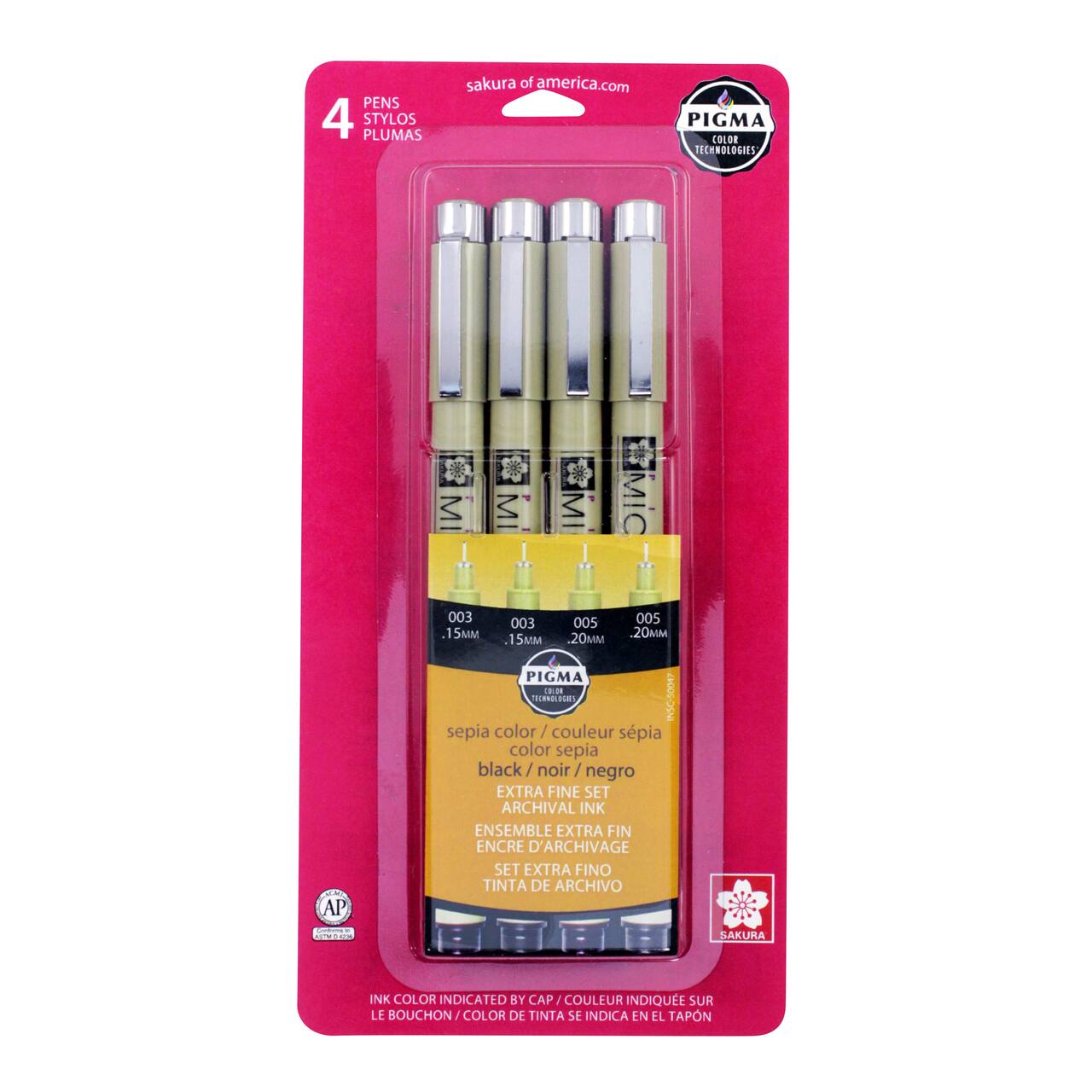 6 Packs: 4 ct. (24 total) Pigma® Micron™ Sepia & Black Extra Fine Pen Set